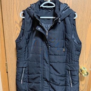 Tribal Black Quilted Women's Vest with hood